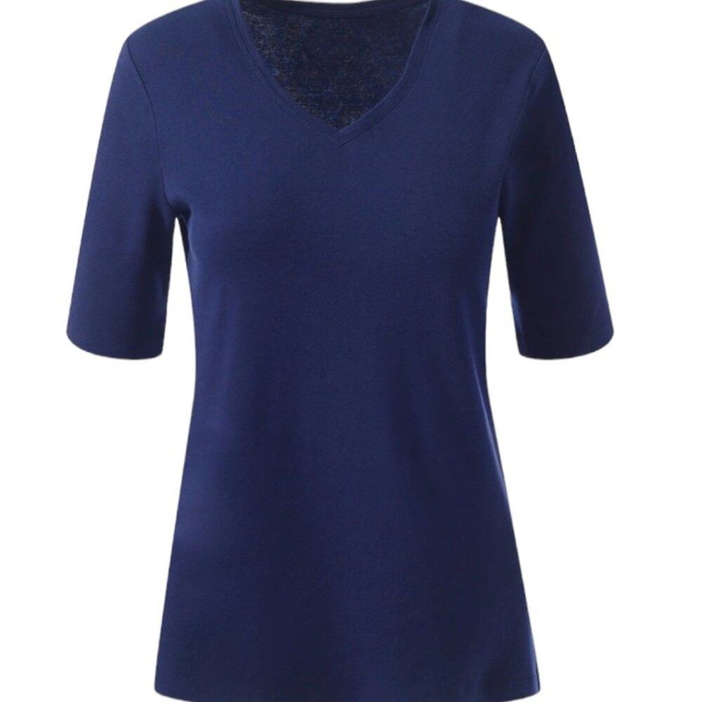 Chico's T-Shirt Women's Size 0/US Size Small V-Neck  Navy Blue 570097423 NWT